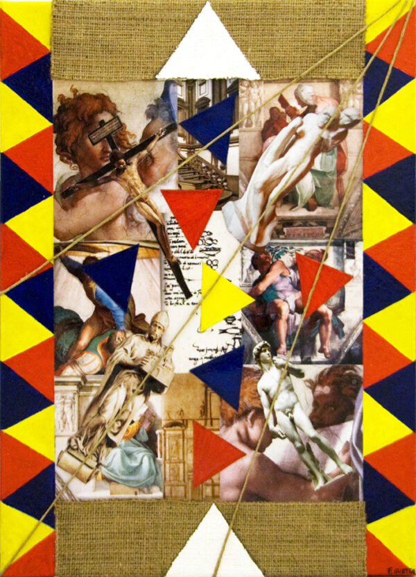 Omaggio a Michelangelo X° - collage ed acrilico su tela - 50 x 40 cm - 2012 GUETTA FRANCESCA - Italia