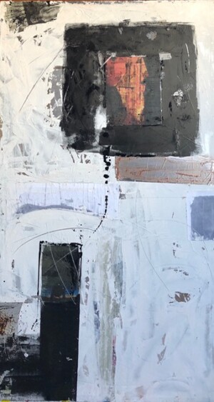 collage, gaze, acrylic, newspaper, aluminum, wire, paper cm 45.5×90