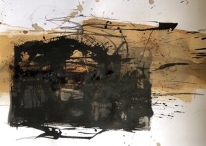 sumi lndia ink・coffee・paper cm 50 x 38