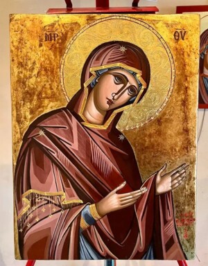 traditional Byzantine technique of egg tempering. imitation gold leaf 40 x 30