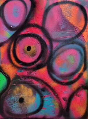 Mischtechnik auf Leinwand(Acryl, Spraypaint & Struktur)
Maße: cm 58 x 78
